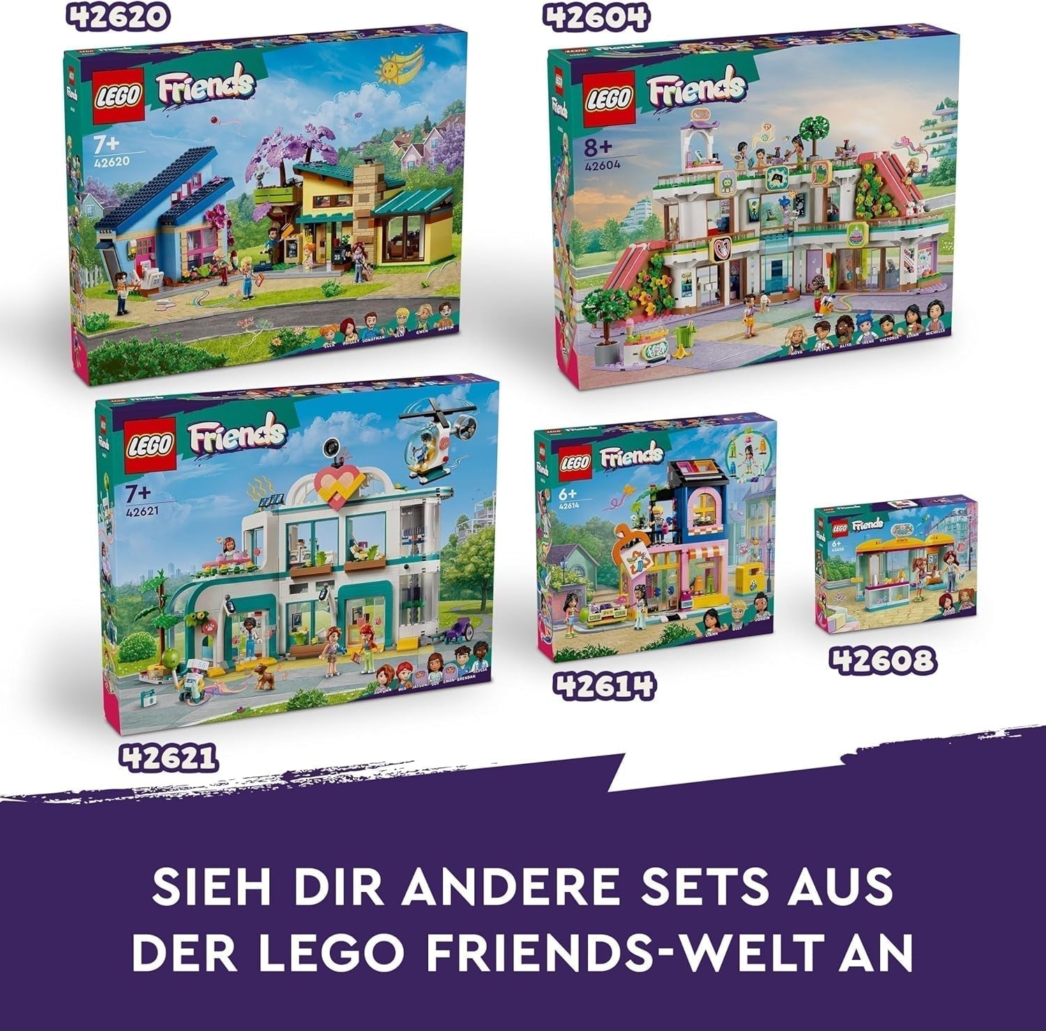 LEGO Friends Olly und Paisley Familienhaus, Puppenhaus mit Figuren und Zubehör, zweistöckiges Haus und Baumhaus-Set, kreatives Geschenk für Mädchen und Jungen ab 7 Jahren. 42620 Bausets. Besuchen Sie den LEGO-Store