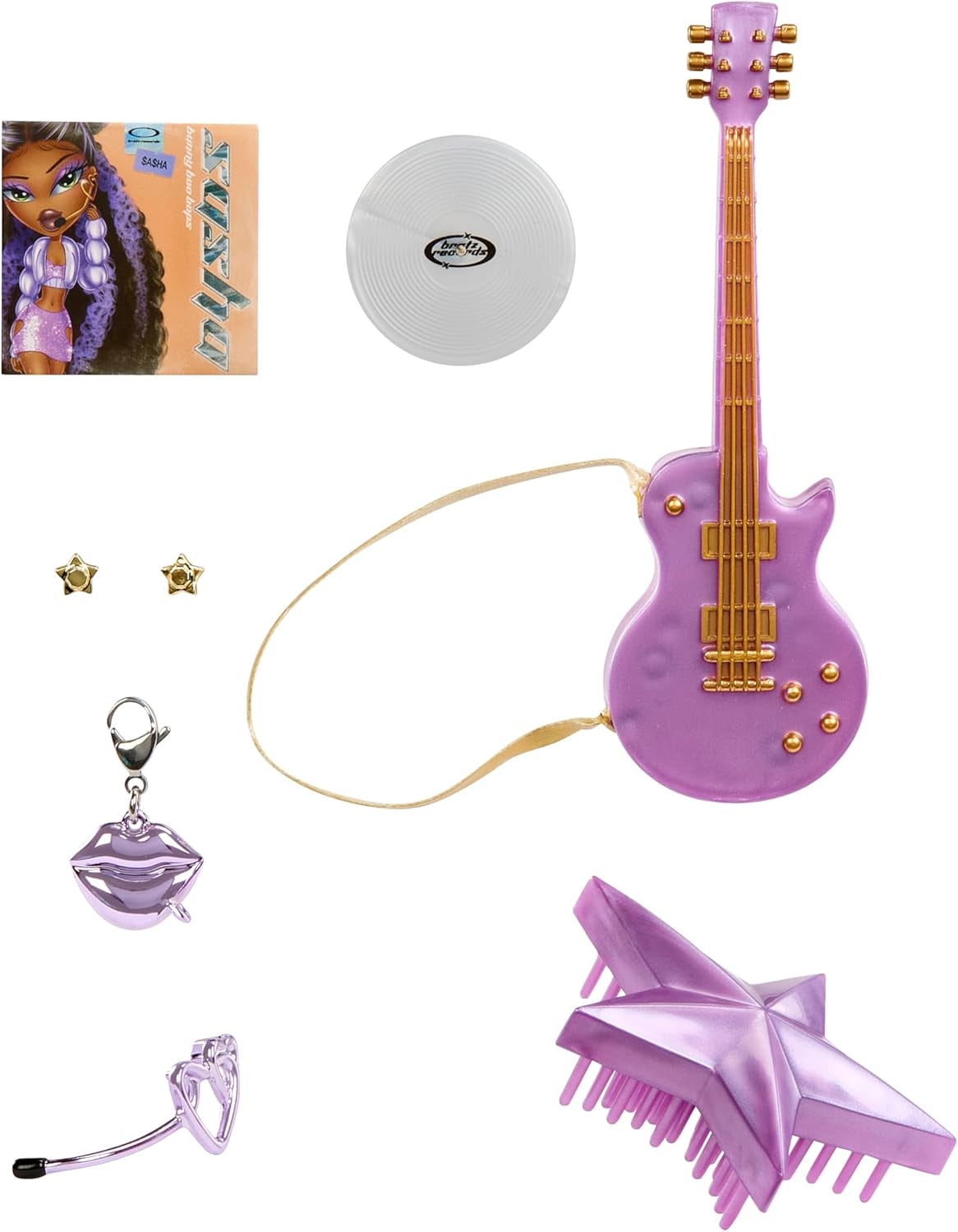 BRATZ Pop Starz Sasha – Modepuppe mit Sammel-Schlüsselanhänger, Outfit und Musikzubehör