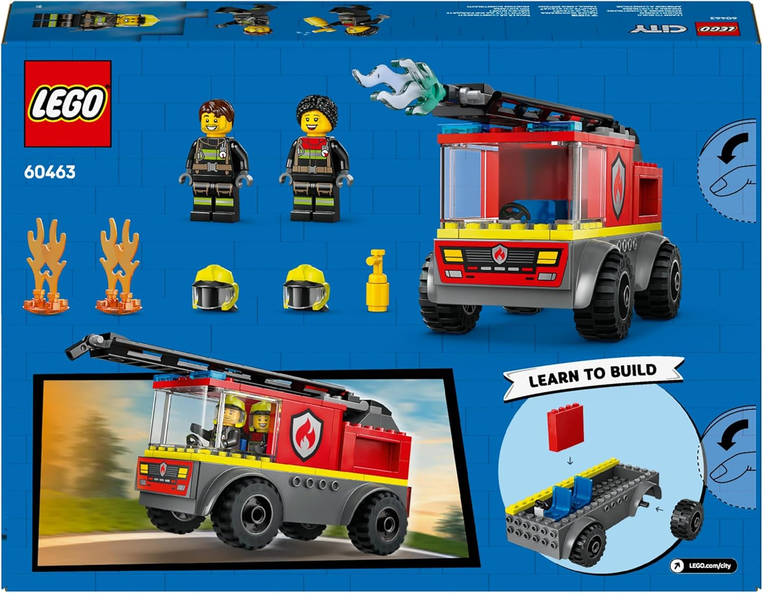 LEGO City Fire Ladder Truck – Spielzeug-Feuerwehrauto mit 2 Feuerwehrmann-Minifiguren für Jungen und Mädchen ab 4 Jahren – Lernspielzeug – Geschenk für Vorschulkinder 60463 Bausätze Besuchen Sie den LEGO-Store