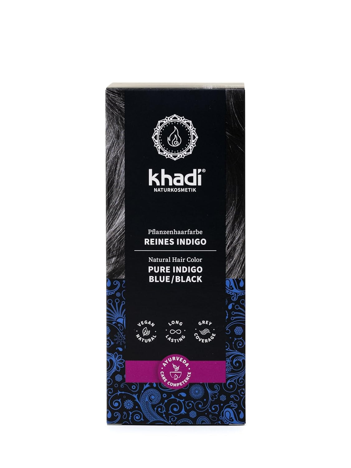 khadi GOLDBRAUN Pflanzen-Haarfarbe, leuchtendes Bernstein bis weiches und glänzendes Goldbraun, 100 % natürliche Pflanzen-Haarfarbe, natürlich und vegan, zertifizierte Naturkosmetik, 100 g, Naty Shop reines Indigo-Haarfärbemittel, 100 g (1 Packung), einzeln