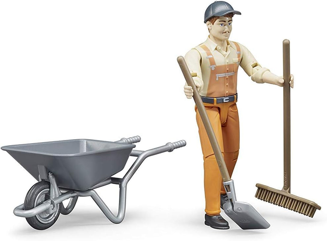 Bruder 62130 – Bworld Figurenset Kommunalarbeiter – Spielzeugfigur im Maßstab 1:16, Baufahrzeug, Bauarbeiter, Bauernhof, Mann Actionfiguren Naty Shop Standardtitel