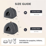 BEDSURE Katzenbett große Katzen Katzenhöhle- 44x44x44 cm Plüsch Katzenhaus Indoor mit abnehmbarem Katzenkissen und hängendem Spielzeug, Katzen Bettchen waschbar, dunkelgrau