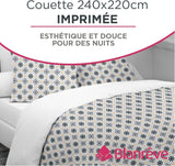 Blanrève-Bettbezug, bedruckt oder einfarbig, gehärtet, für Doppelbett, pflegeleicht, 240 x 220 cm, grau, weiß. Steppdecken und Steppdecken Naty Shop