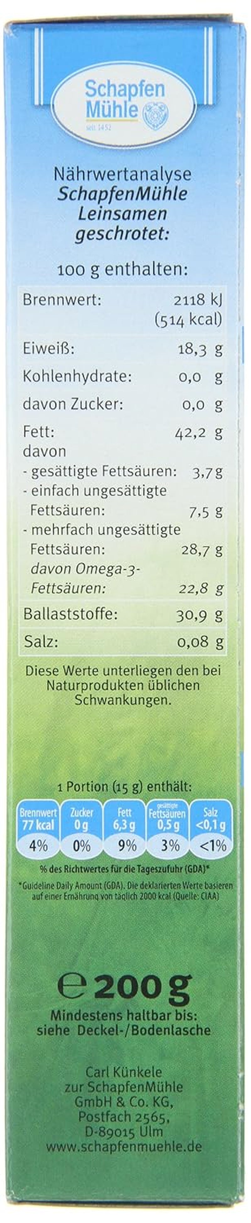 Schapfen Mill gemahlener Leinsamen 200 g Packung (10 Stück)
