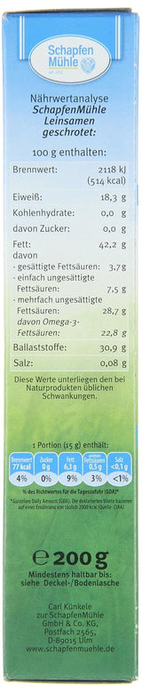 Schapfenmühle Leinsamen gemahlen, 200 g Packung