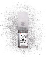 Essbares Glitzer-Lebensmittelspray NEW SILVER SHIMMERING 5G Pump mit Metallic-Pulver für die schnelle und effektive Dekoration von Kuchen, Cremes, Gelees, Pralinen, Schokoladen- und Zuckerdekorationen