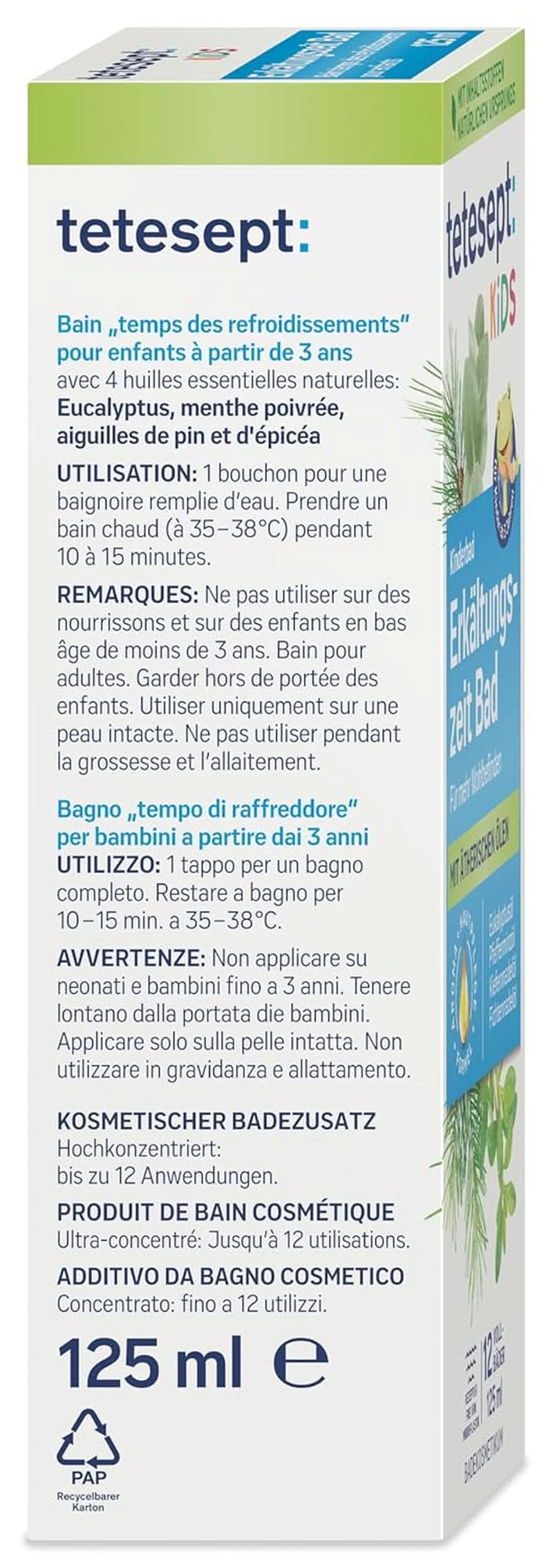 Tetesept Kids Cold Time Bath – Kinderbadezusatz für die kalte Jahreszeit mit 4 ätherischen Ölen, entspannend und wärmend, 125 ml Naty Shop