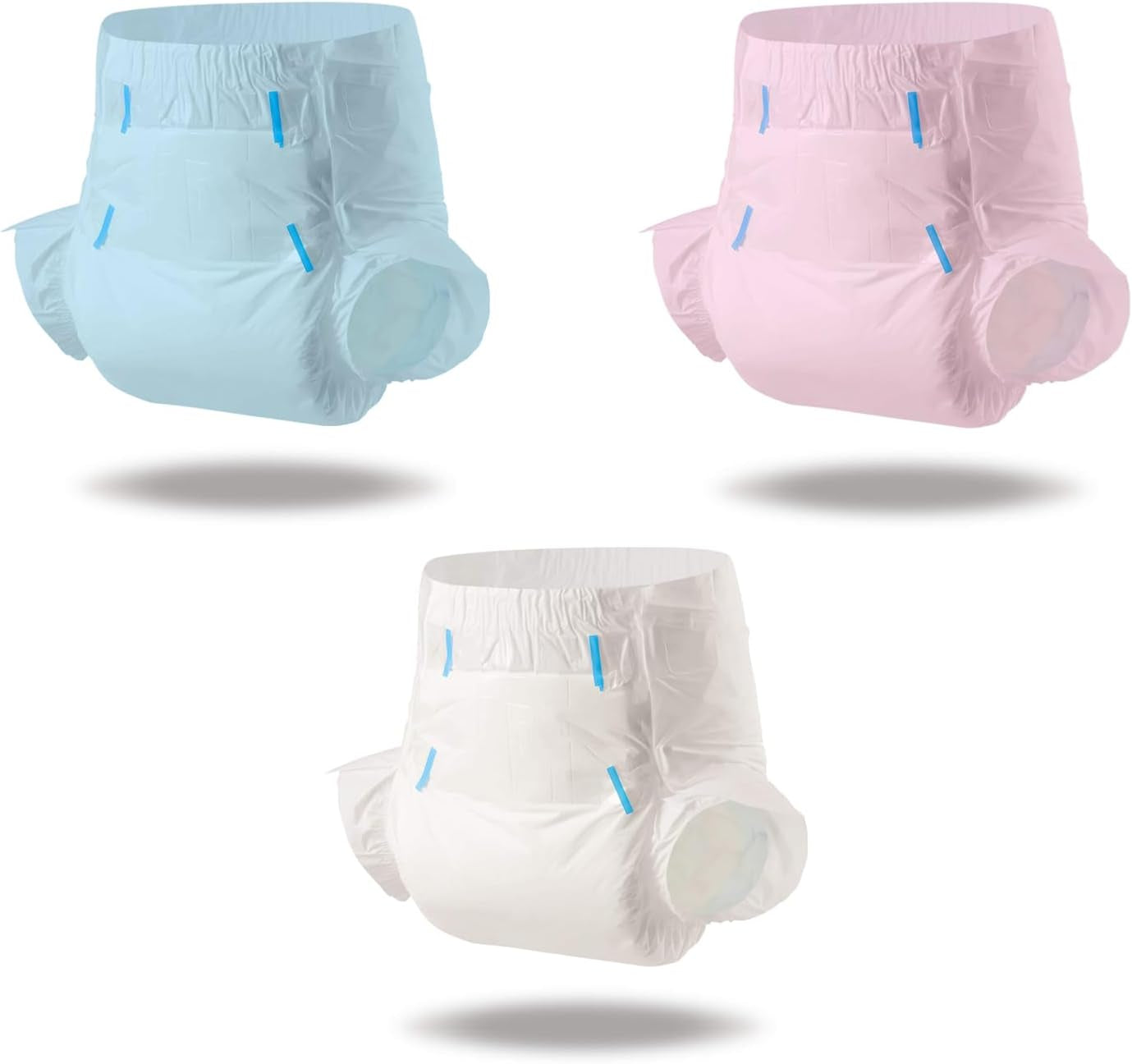 CutiePlusU Windeln für Erwachsene, trockene Oberfläche, maximale Saugfähigkeit über Nacht, Einweg-Inkontinenzwindel – Blau, 2er-Pack (Mittel 71–96 cm)