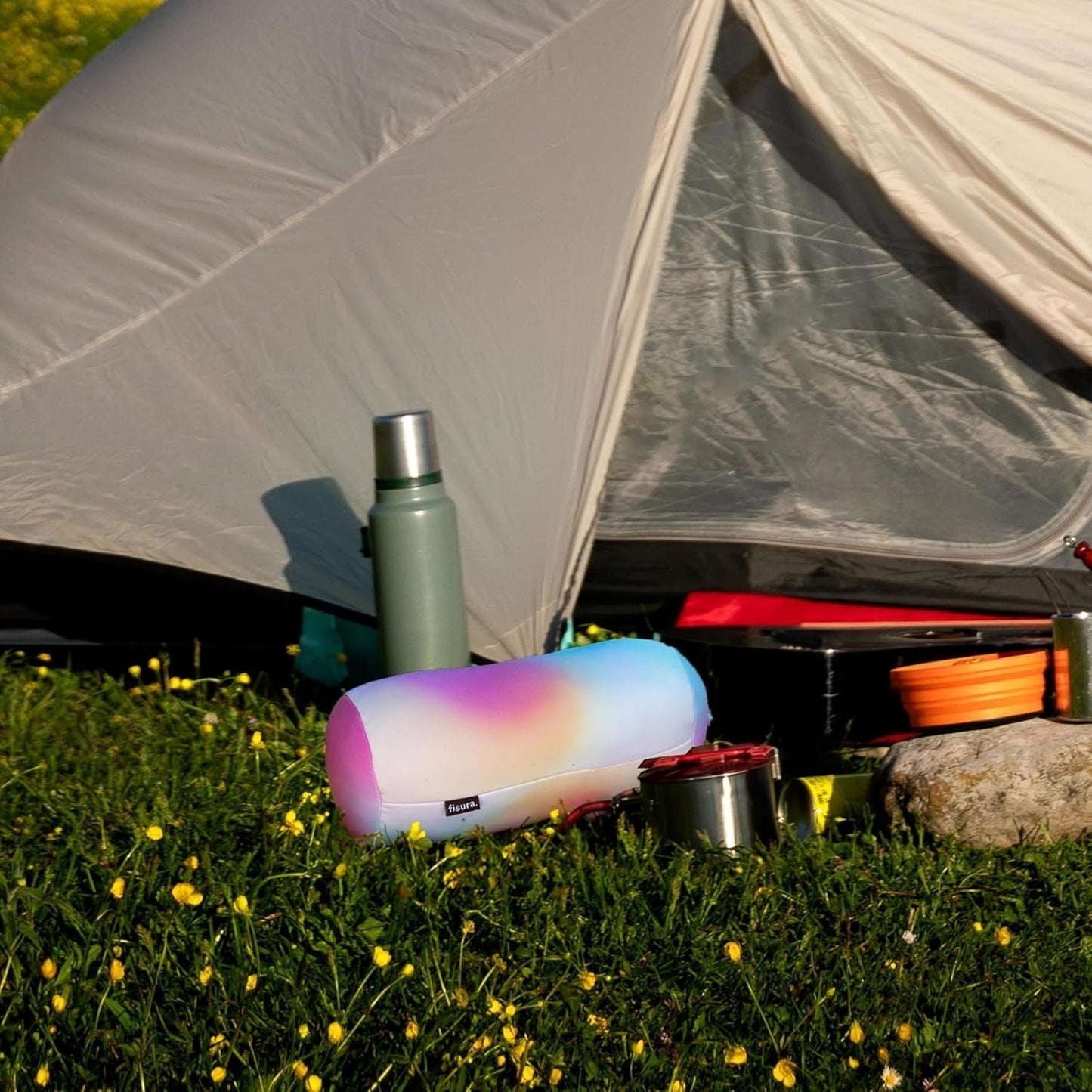 FISURA Strandkissen, Farbverlauf, 29 x 12 cm, Entspannungskissen, rosa, originelles Reisekissen, Polyester-Campingkissen, zerlegt, Naty Shop Reisekissen