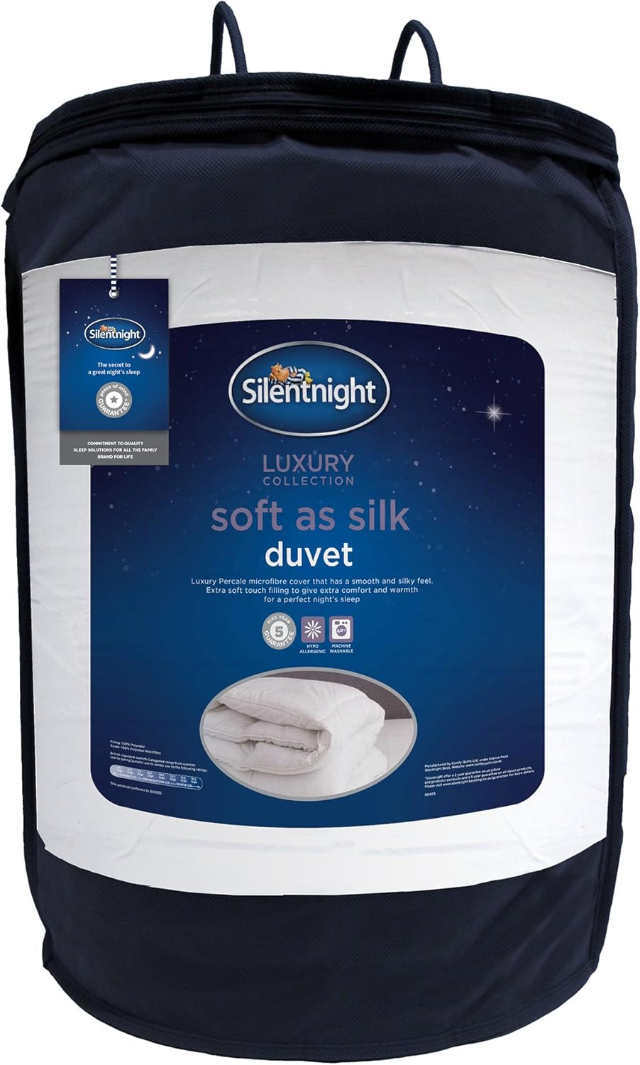 Bettdecke Silentnight Soft as Silk, 10,5 Tog, für Doppelbetten, weiß, Mikrofaser, weiß, King Size Steppdecken und Steppdecken Naty Shop 40X30X30 cm 13,5 Tog