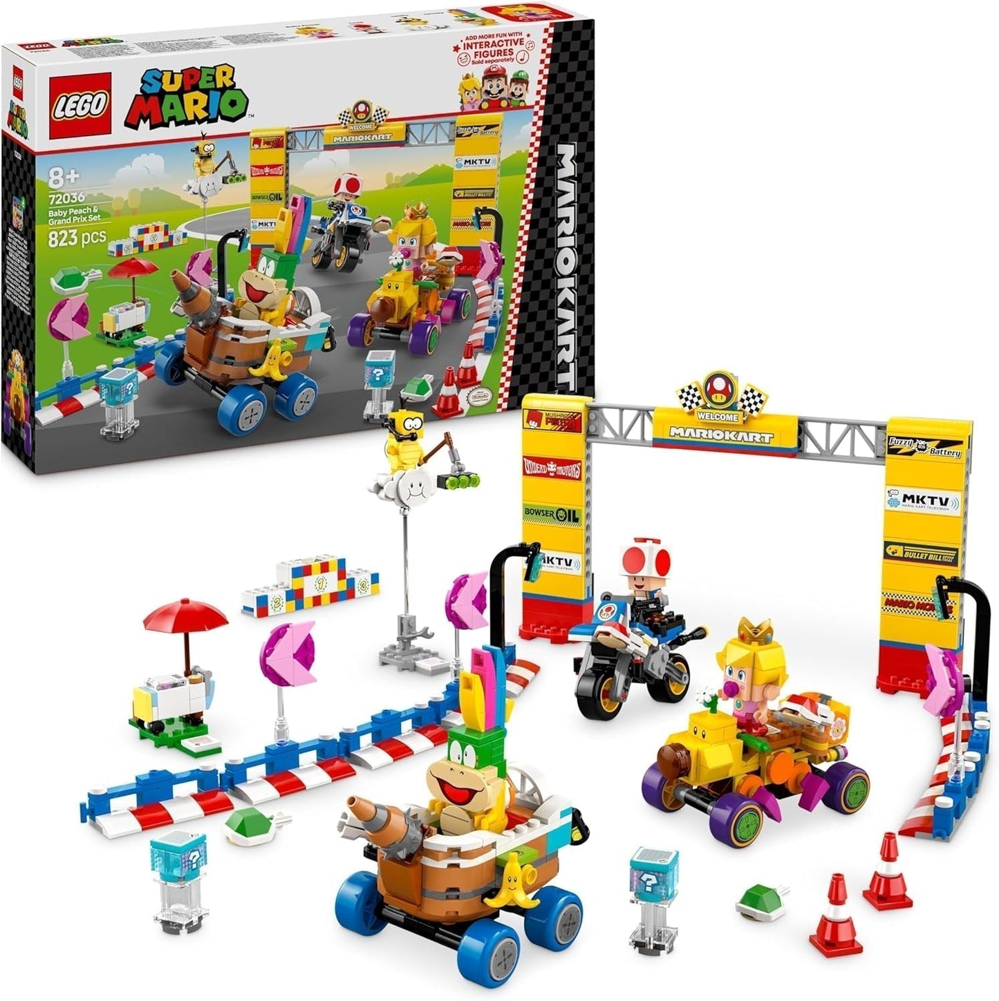 LEGO Super Mario: Mario Kart – Baby Peach & Grand Prix Set, Nintendo-Figuren – Kröte, Lakitu, Baby Peach und Lemmy, Geschenk für Jungen, Mädchen und Gamer ab 8 Jahren, Abenteuerspielzeug 72036 Bausets Besuche den LEGO-Store Standardtitel