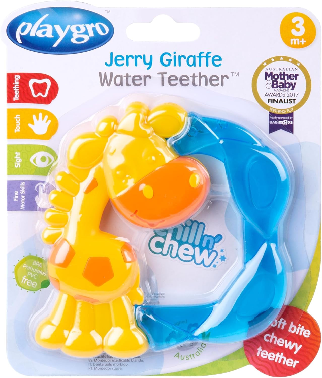 Playgro Jerry Giraffe Beißring – Baby-Beißring – Silikon-Baby-Beißring – Silikon-Beißring – Zahnungshilfe – Silikon – Baby-Beißring – bunt