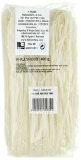 Reisnudeln – Thailändische, 3 mm breite Reisbandnudeln, hergestellt aus Reismehl – ​​17 x 400 g