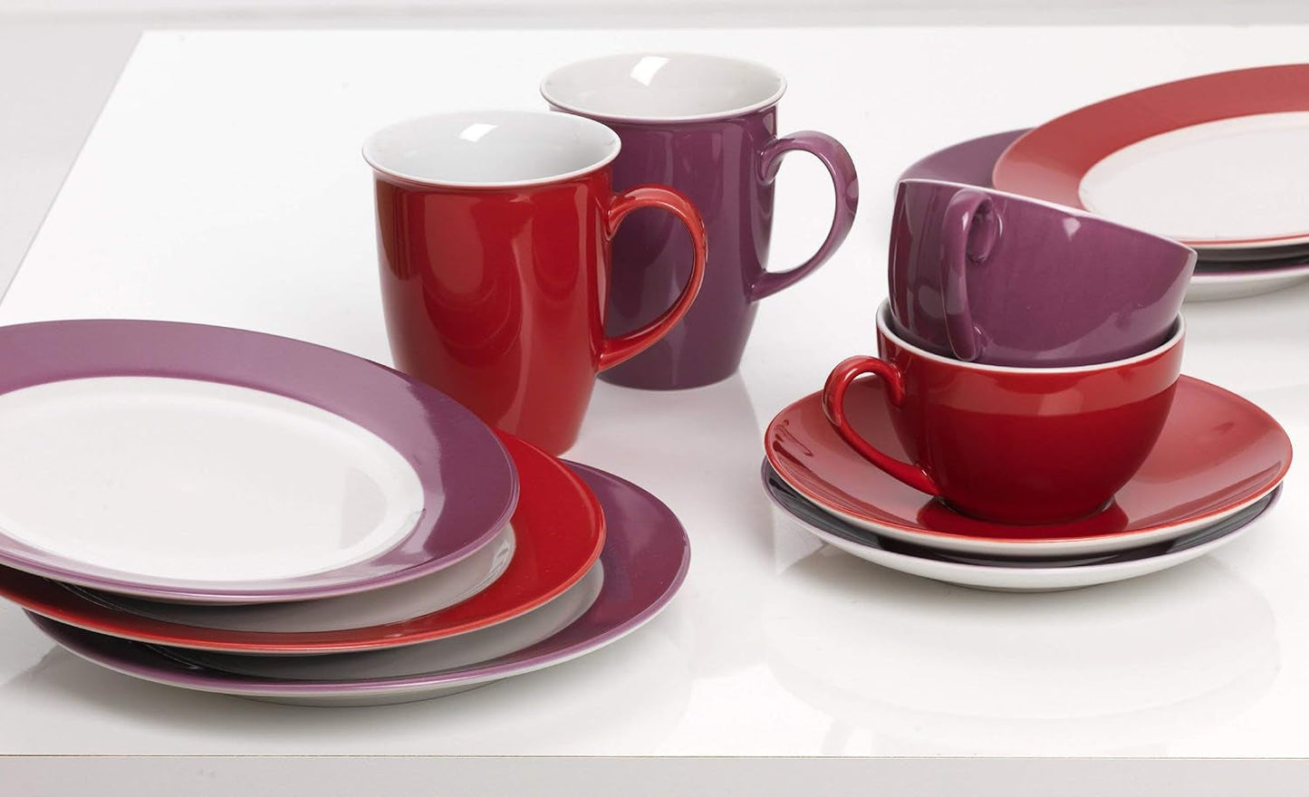 Ritzenhoff & Breker Doppio Kaffeeservice, 12-teilig, Porzellan, Rot