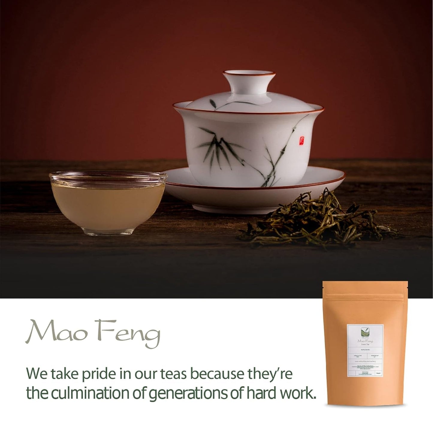 Mao Feng Huangshan Grüner Tee – Berühmter chinesischer Tee aus Huang Shang – Maofeng Yellow Mountains Grüner Teeblätter China Mao Feng Tee Bio-Grüner Tee Chinesischer Grüner Tee Grüner Tee