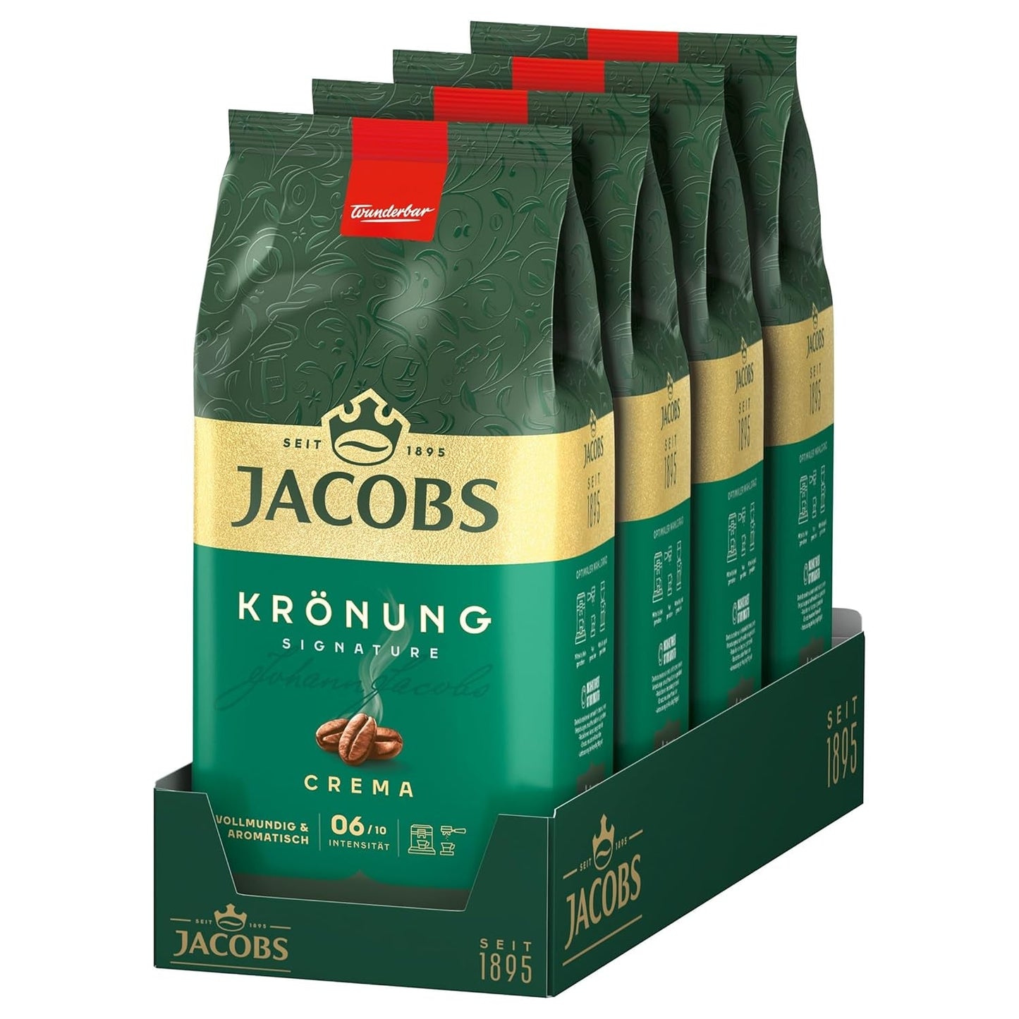 Jacobs Krönung Cream, Ganze Bohnenkaffee, 4er Pack (4 x 1000g)