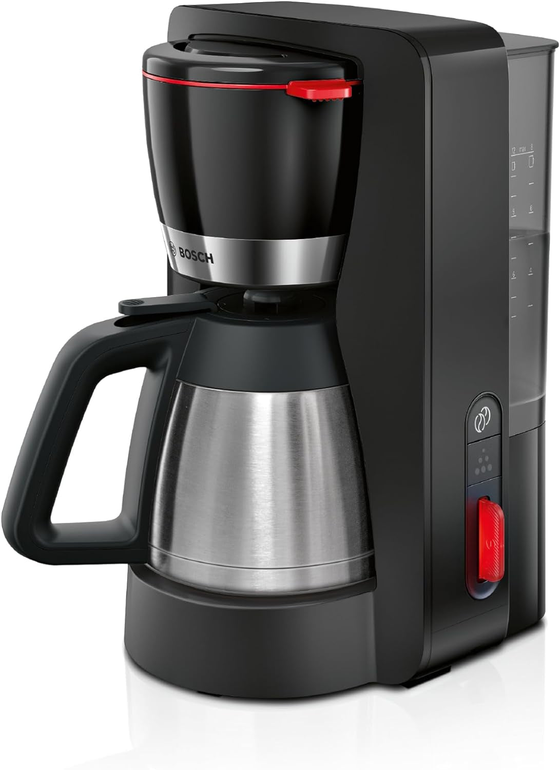 Bosch MyMoment TKA6M273 Filter-Espressomaschine, 1 l Thermokaraffe, 8–12 Tassen, Anti-Tropf-System, rotierender Filterhalter, Entkalkungsprogramm, abnehmbarer Wassertank, 1200 Watt, mattschwarz