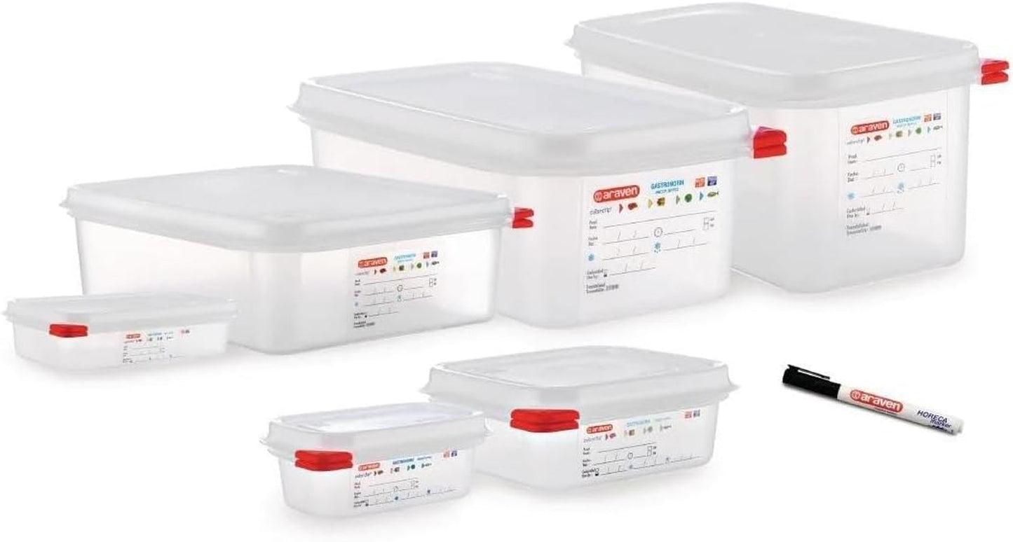 03350 PP-Lebensmittelbehälter GN mit Deckel, 1,1 l, 65 mm (4 Stück) Frischhaltedosen Naty Shop