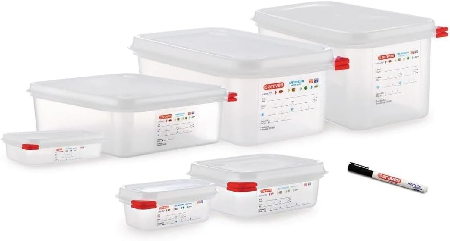 03350 PP-Lebensmittelbehälter GN mit Deckel, 1,1 l, 65 mm (4 Stück) Frischhaltedosen Naty Shop