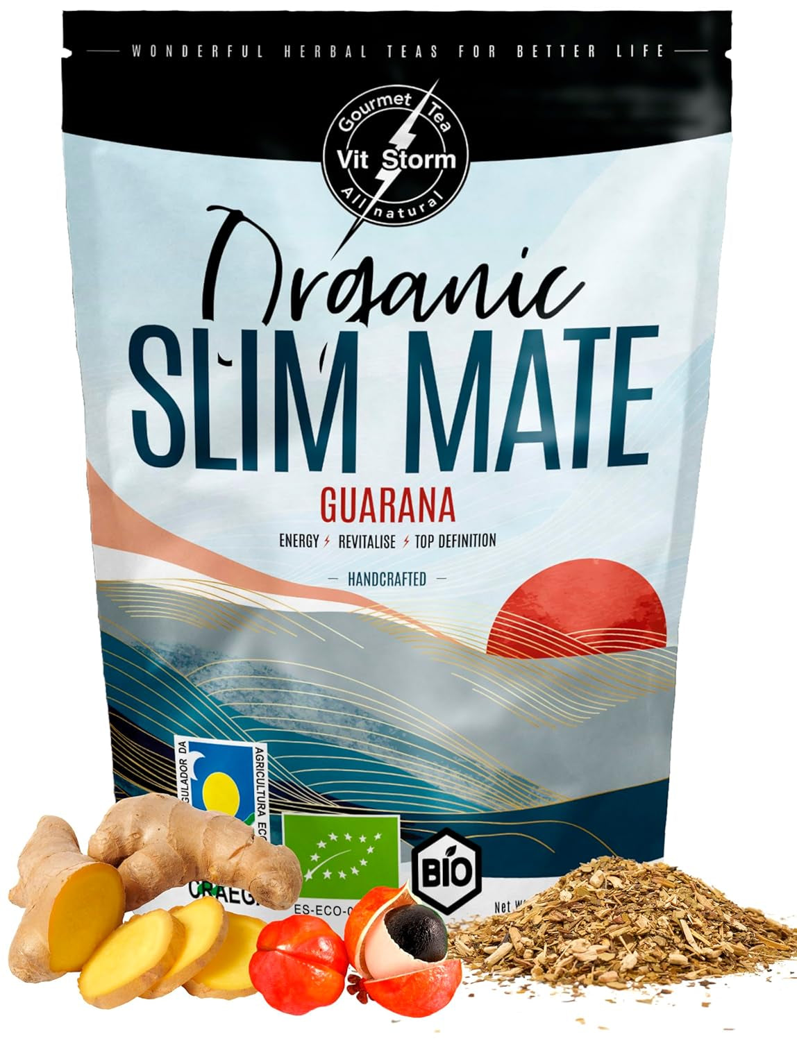 VITSTORM® Slim Tea Kardamom – BIO Yerba Mate Tee – Entgiftungs- und Diuretika-Tee – 100 g