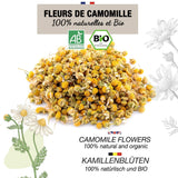 ORIGEENS Bio-Kamillenblütentee aus Europa, 100 g | Loser Blatttee, Bio-Tee für Schlaf und Verdauung | Deutsche Kamille | Zertifiziert und verpackt in Deutschland