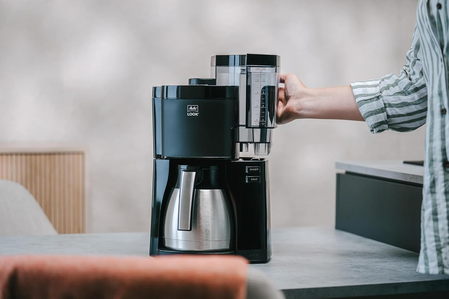 Melitta Look Therm – Espressomaschine mit Filter, Thermokaraffe und abnehmbarem Wassertank, für bis zu 10 Tassen Kaffee, schwarz