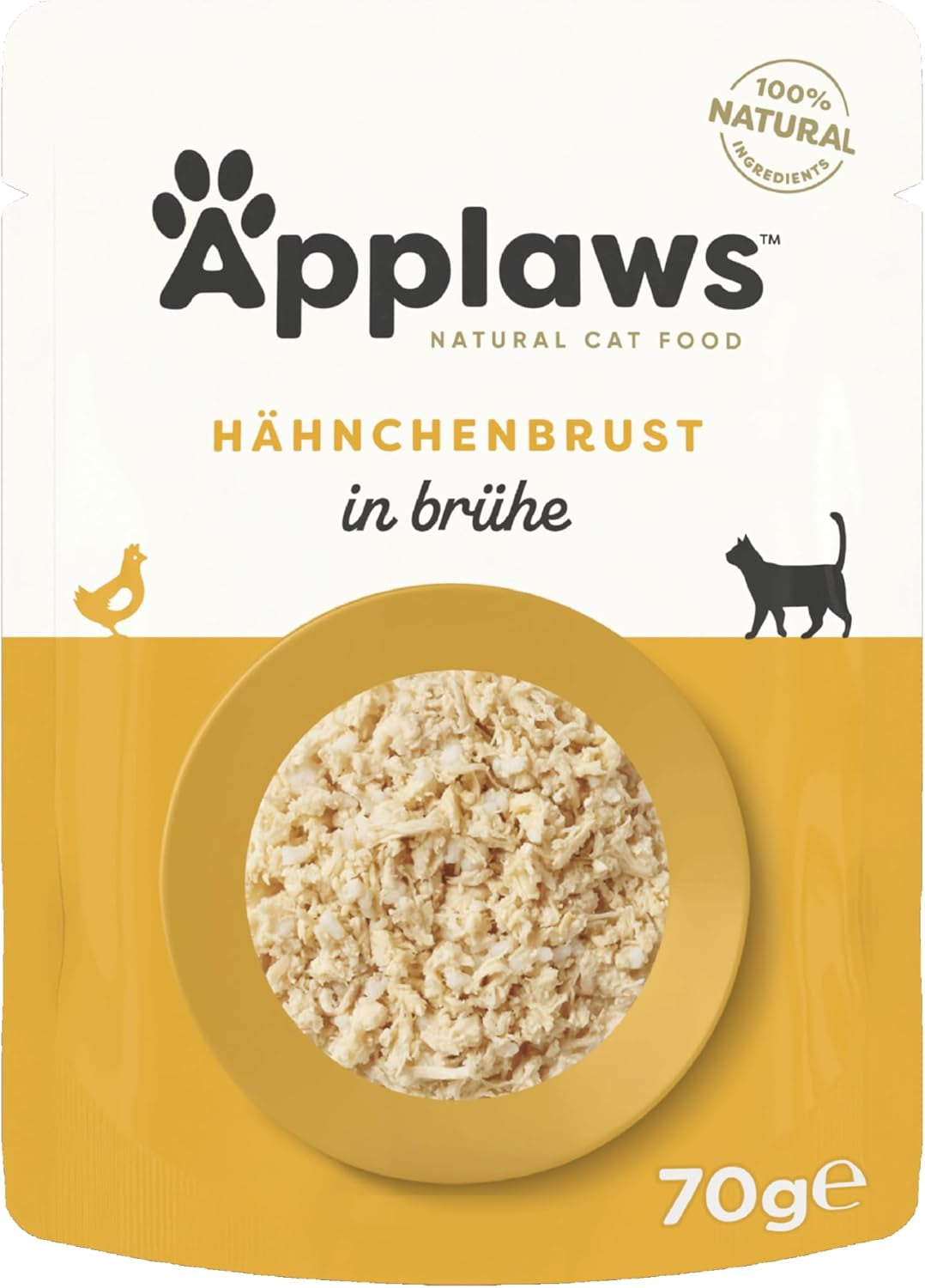 Applaws 100 % natürliches Nassfutter für Katzen, Hühnerbrust in Brühe – Packung mit 12 70-g-Beuteln