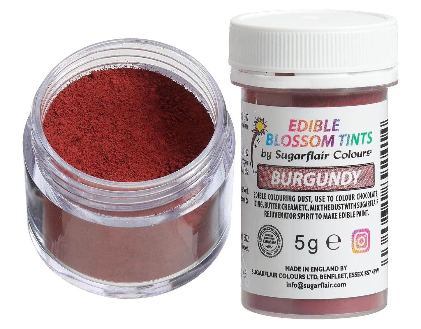 Sugarflair Blossom Tint Dust Burgundy Lebensmittelfarbpulver – Lebensmittelfarbpulver für Kuchendekorationen, Fondant, Glasur, Schokolade, Buttercreme, Macarons und mehr – 5 g