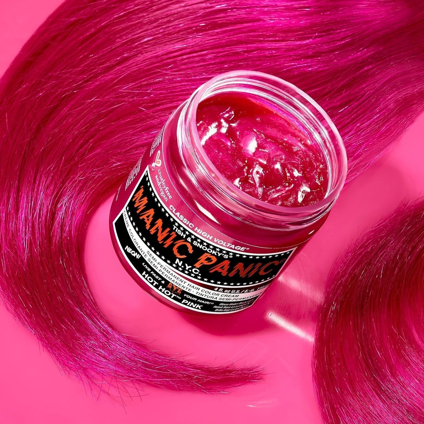 Manic Panic Hot Hot Pink Classic Cream Vegano Cruelty Free Semi Permanent Haarfärbemittel 118 ml Naty Shop Haarfärbemittel
