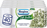 Regina Toilettenpapier aus weichem Bambus, 40 Rollen, 3 Schichten, 160 Blatt, natürliche Weichheit für Ihre Haut, Toilettenpapier aus Bambusfaser, Papierverpackung, FSC-Zertifikat