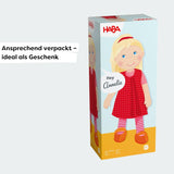 Kuschelpuppe HABA Annelie – Kuschelpuppe mit frisierten Haaren – Mit austauschbarer Kleidung – Ab 18 Monaten – 30 cm – Waschbar – 1302108001