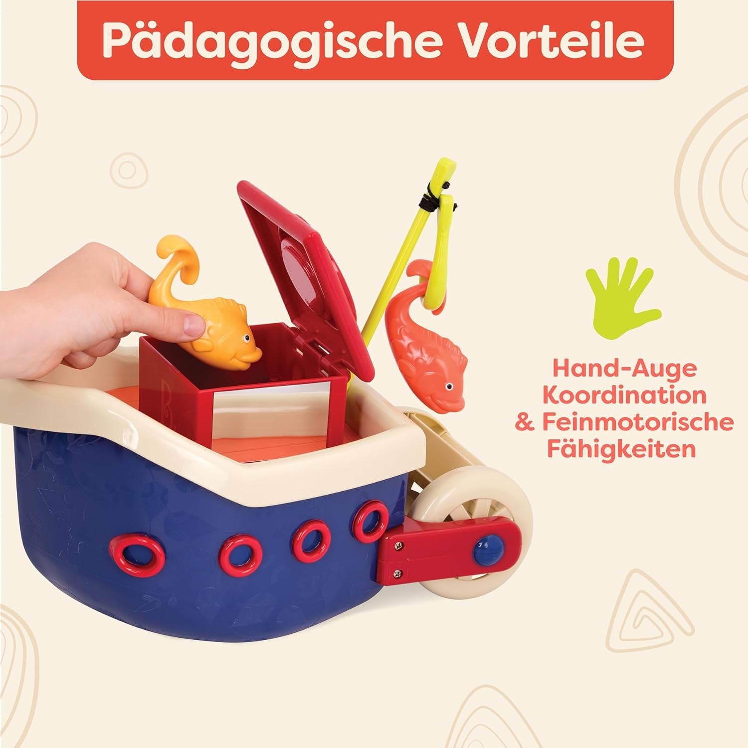 B. Toys 13-teiliges Badewannenspielzeug für Kinder mit Boot, Stapelbecher, Fisch, Angelspielspielzeug für Kinderbadewanne ab 1 Jahr Toys Bebe Naty Shop