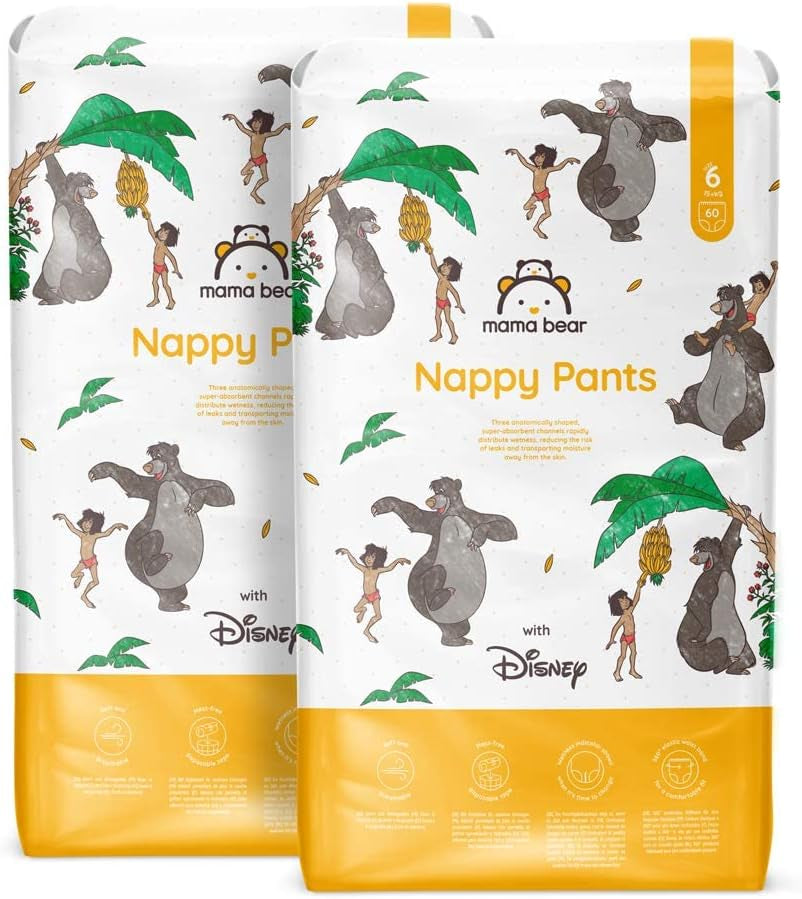 Amazon-Marke: Mama Bear Disney Größe 6 (15+ kg) – Monatspackung, Weiß, 120 Stück (2 Packungen mit 60 Stück)