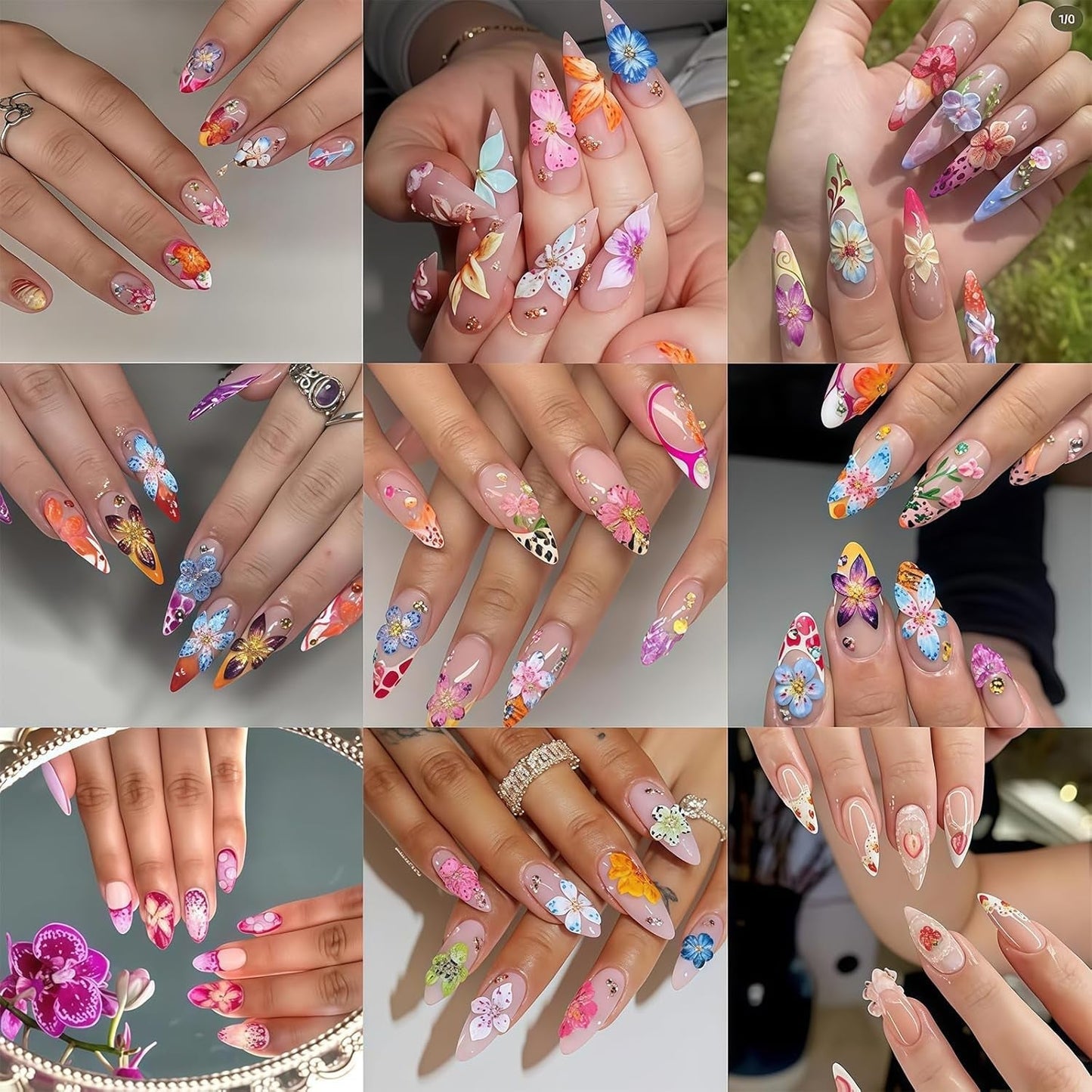 50 Stück 3D Blume Nail Charms Set, Buntes Nageldesign Zubehör, Nägel Charms Und Nagel Art Charms, Perfekt Für Nailart, Maniküre Dekoration Und DIY Nageldesign