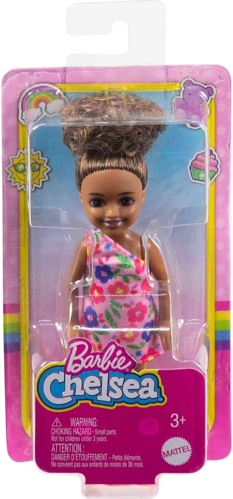 Barbie Chelsea Club – HGT07 – 15 cm große, bewegliche, gemischtrassige Mädchen-Rosa-Blumen-Puppe