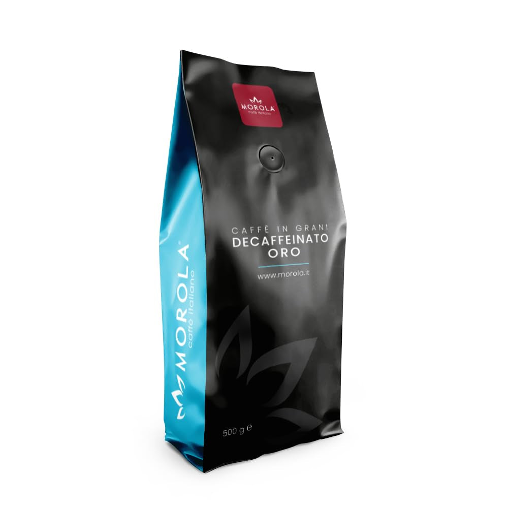 Morola entkoffeinierte Kaffeebohnen, goldene entkoffeinierte Mischung, Granulat, reichhaltiger Geschmack und außergewöhnlich cremige Kaffeebohnen, frisch gemahlene Deca-Bohnen (500 g)