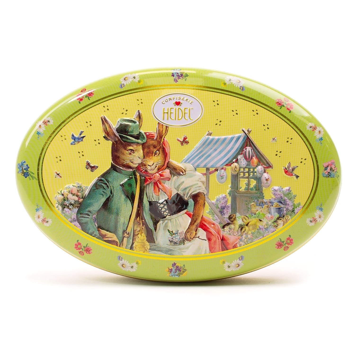 Heidel Osterkarten-Geschenkbox 183g, Premium-Milchschokolade-Praline mit dekorativer Metallbox, ideal als Ostergeschenk