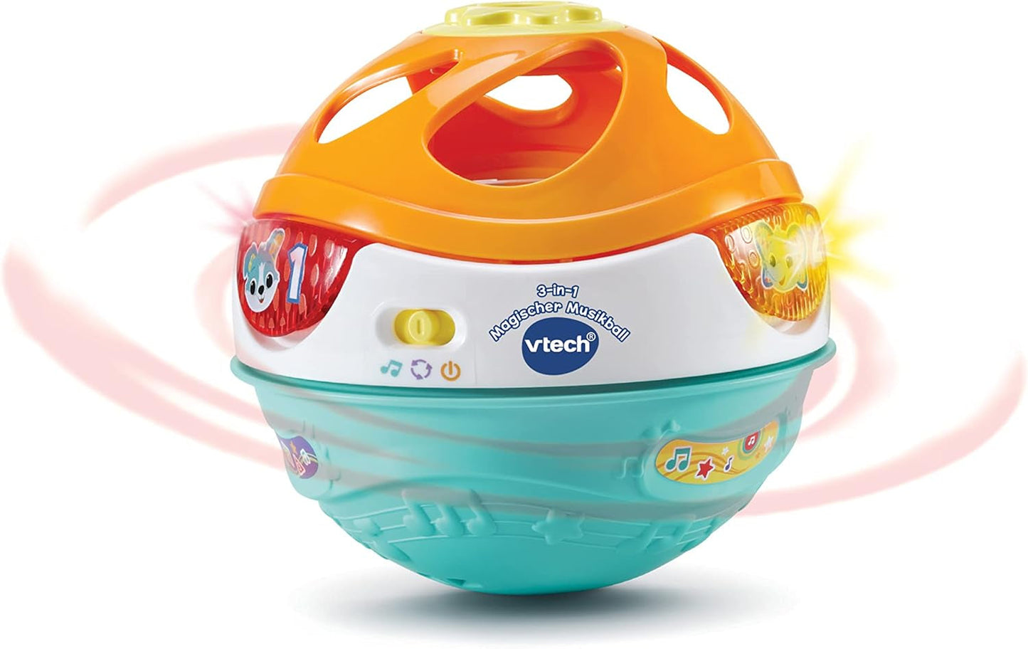 Vtech Baby 3-in-1 magischer Musikball, interaktives, sich selbst bewegendes Musikspielspielzeug für Kinder von 9–36 Monaten, buntes Babyspielzeug, Naty Shop Single