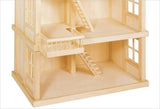 51957 Puppenhaus aus Holz, 65 x 35 x 87,5 cm – großes Puppenhaus aus Holz, 3 Etagen, offenes Design, rotes Dach, Treppe und Balkon für kreatives Rollenspiel, Puppenhaus-Spielwelt