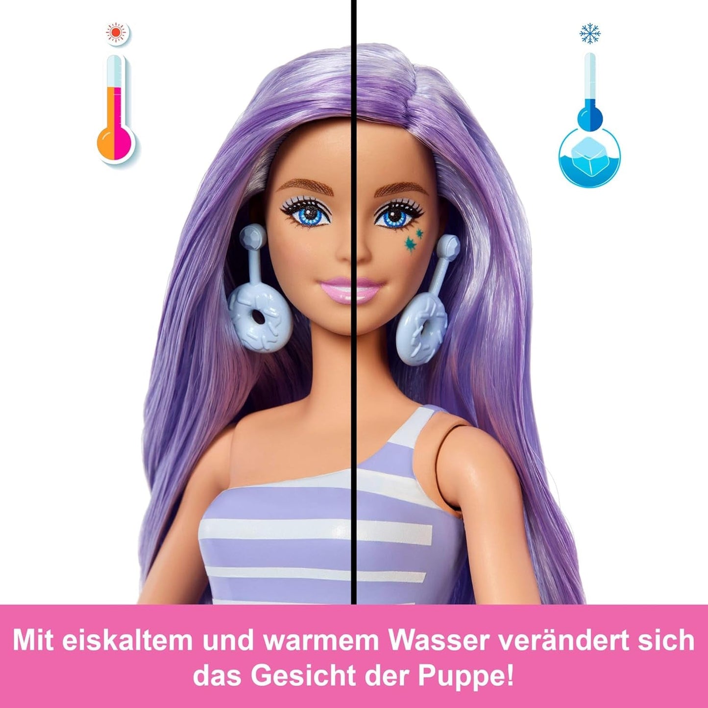 Barbie Pop Reveal Series Set mit Modepuppe und Zubehör, Candy Series, Donut Dreams Design mit Haustier, 8 Überraschungen inklusive Farbwechsel, JFY60