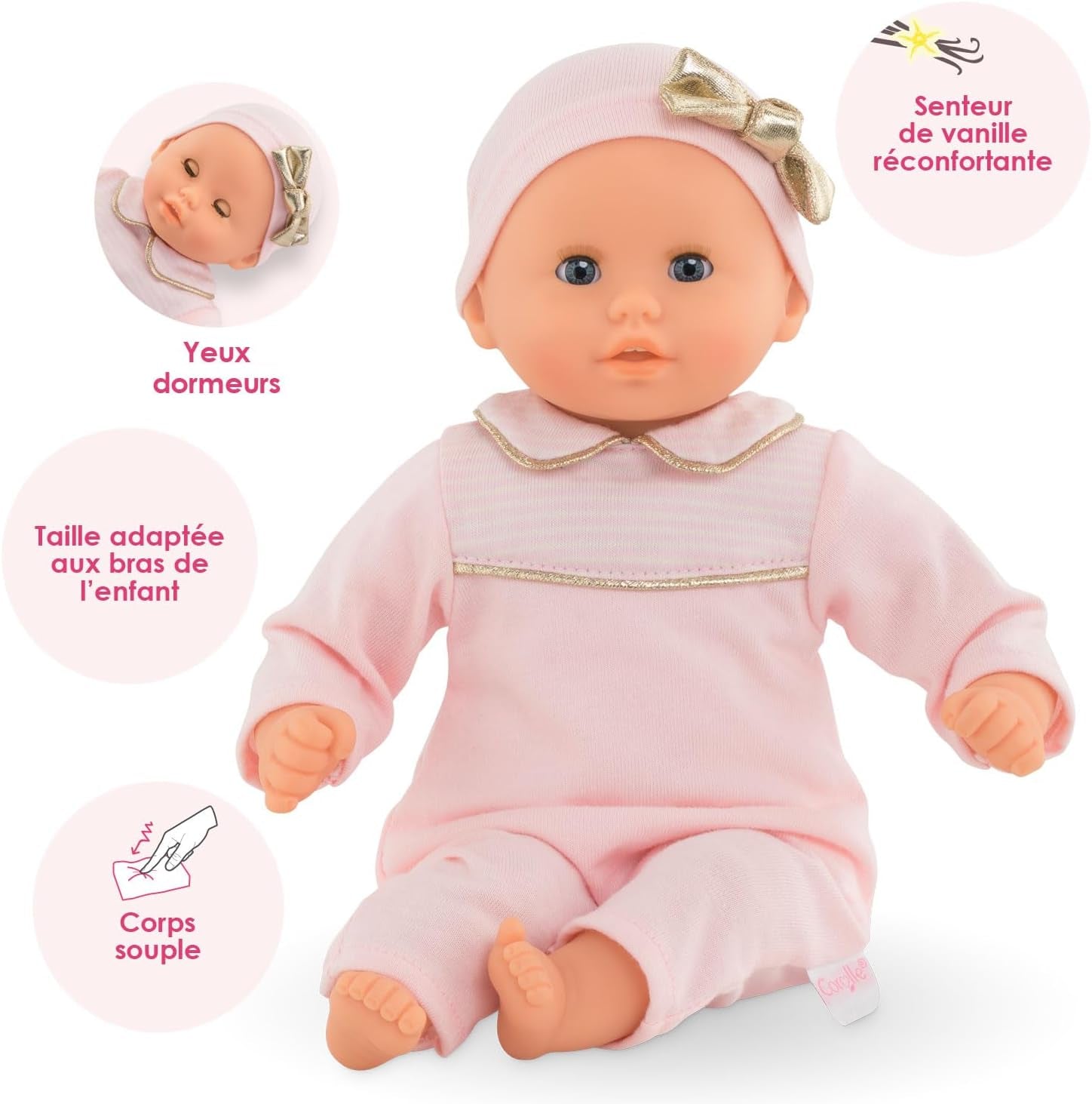 Corolle 9000100270 – Mon Premier Poupon Calin Manon Französische Puppe mit Talisman und Vanilleduft