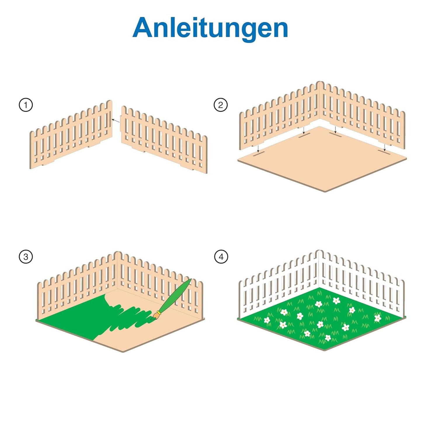 Baker Ross FN256 Mini-Garten-Puppenhaus aus Holz – 1 Packung Kinder-Puppenhaus-Set, Bastelset