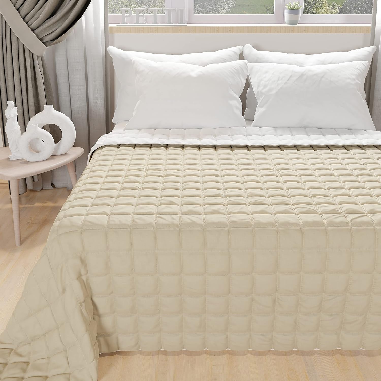 PETTI Artigiani Italiani – Steppdecke für Einzelbett, doppelseitige Steppdecke, Frühlingssteppdecke, Mitternachtsblau, Weiß, 100 % Made in Italy. Bettdecken und Steppdecken Naty Shop Blau, Bettgröße 120 (220 x 260 cm)