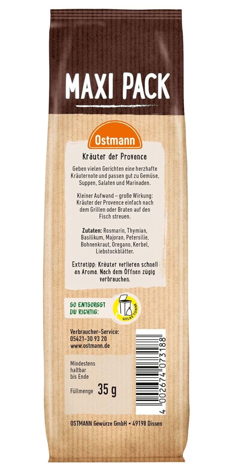 Ostmann, mediterrane Kräutermischung für Eintöpfe, Pizza und Pasta, 35 Gramm Naty Shop