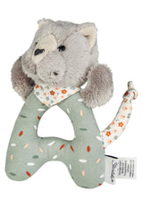 Lilly Cat Sterntaler Fangspielzeug – Motorisches Aktivitätsspielzeug zum Rasseln, Berühren und Spielen – Plüschspielzeug für Babys und Kinder mit Rassel als treuer Freund – Graues Babyspielzeug aus weichem Stoff Bebe Naty Shop Toys