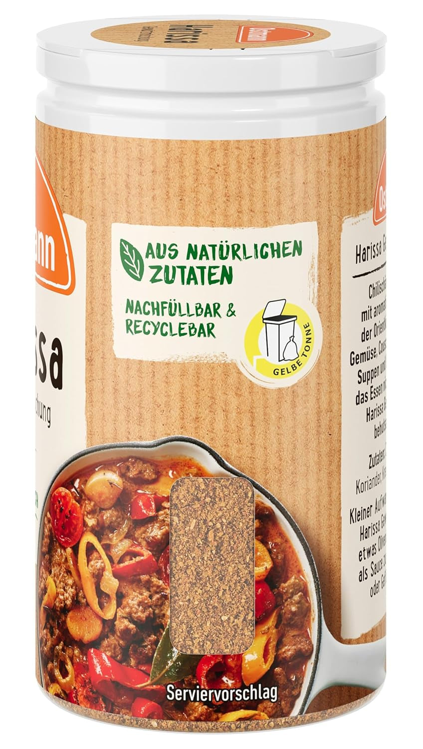 Ostmann Gewürze - Harissa Gewürzmischung | Scharfes orientalisches Gewürz für Geflügel, Fleisch, Gemüse oder Couscous | 35 g in der Streudose