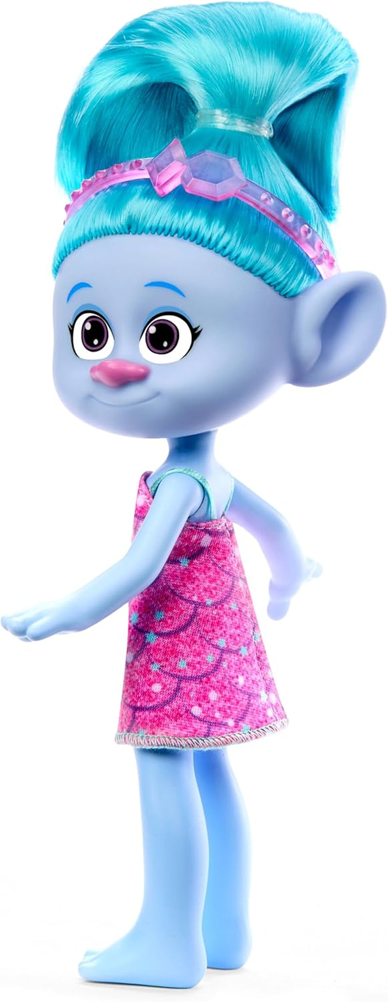 Mattel DREAMWORKS TROLLS United We Stand – Chenille Hairy Surprises Puppe mit glitzerndem blauem Haar, lila Stirnband, ab 3 Jahren, HNF15