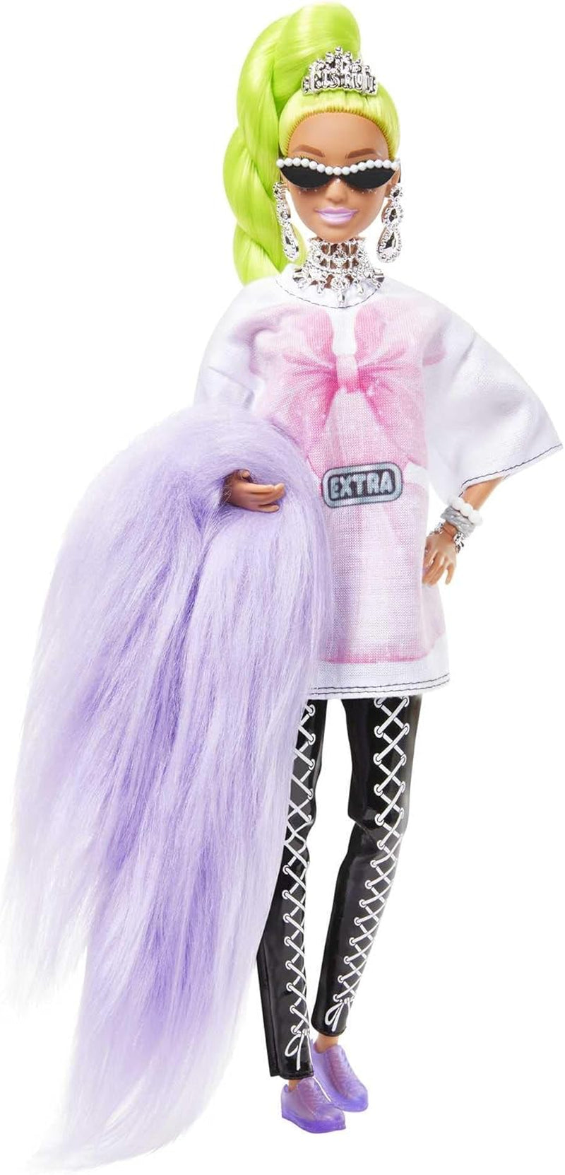 Barbie HDJ44 – Extra-Puppe Nr. 11 in übergroßem T-Shirt und Leggings mit Papagei, extra langen neongrünen Haaren und Accessoires, flexiblen Gelenken, Geschenkspielzeug für Kinder ab 3 Jahren Naty Shop Dolls