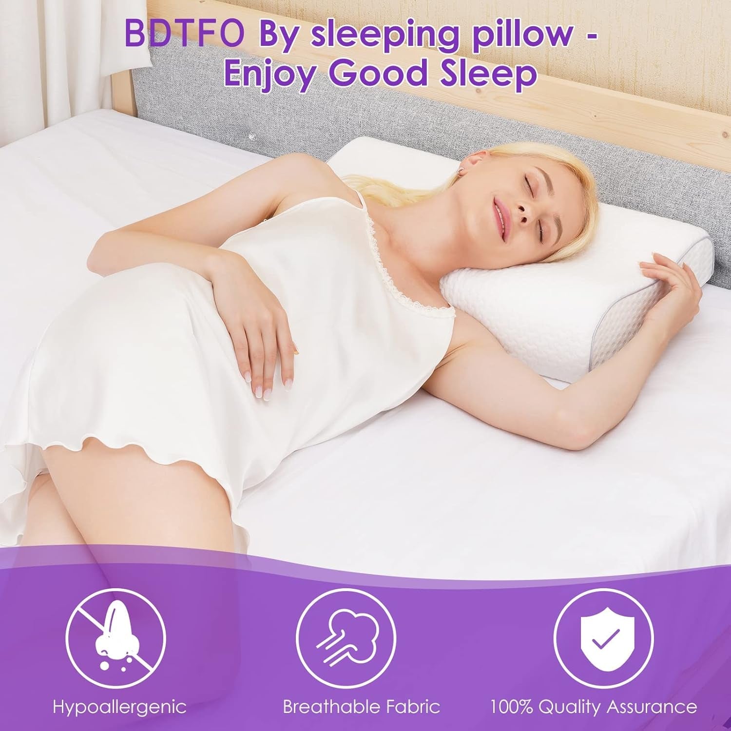BDTFO Nackenschmerzen, Memory-Schaum-Kissen, orthopädisches Nackenkissen, Nackenstütze für Rücken, Bauch, Seitenschläfer, mit waschbarem, atmungsaktivem Reißverschlussbezug, Nackenkissen, orthopädische Nackenkissen, Naty Shop
