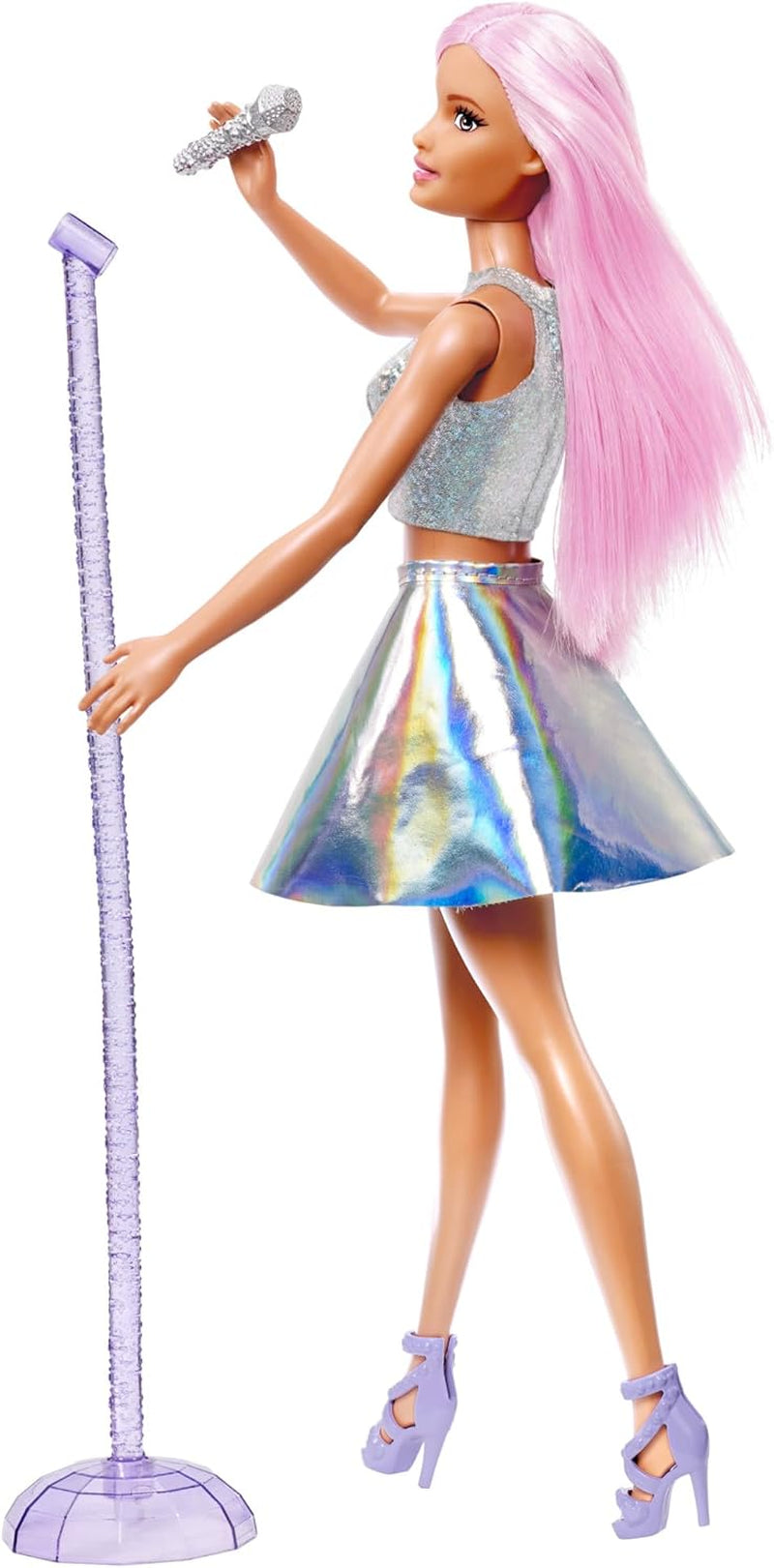 Barbie-Popstar-Puppe in glitzerndem Rock mit Mikrofon und rosa Haaren, Geschenk für Kinder im Alter von 3 bis 7 Jahren, JCW42, Dazzling Dolls, Naty Shop
